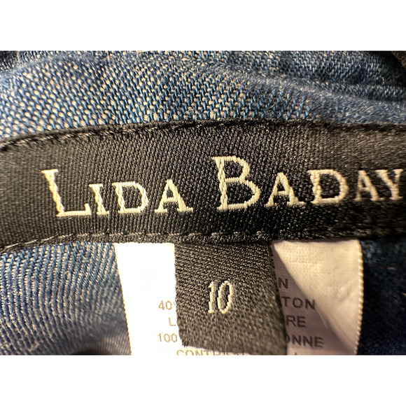 Neiman Marcus 10 Lida Baday $1200 Denim Skirt Set Linen Blazer Jean Skirt Blue - Picture 8 of 14